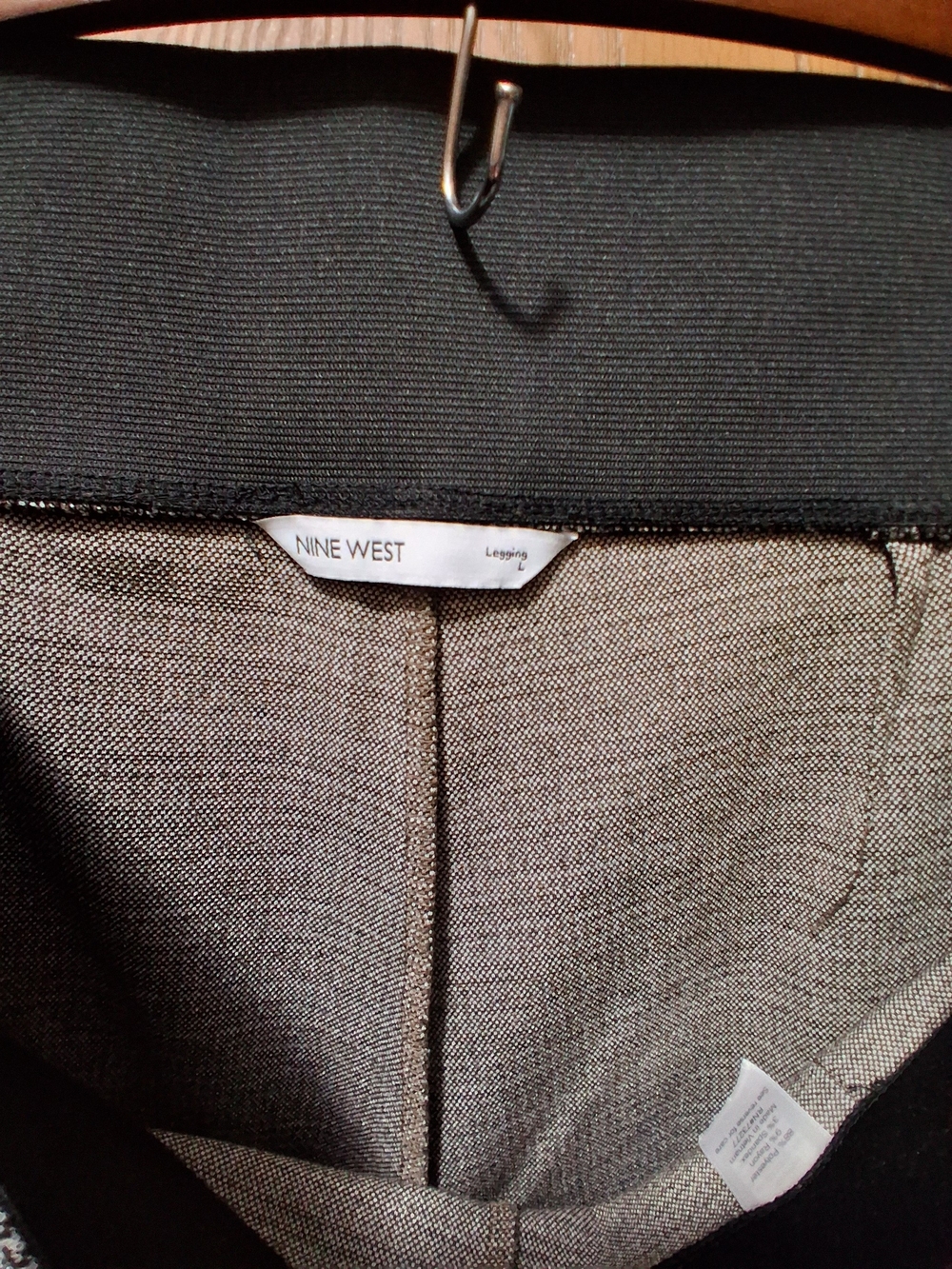 Nine West Women's Large Black and Brown Houndstooth Legging - Picture 4 of 6